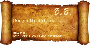 Burgreth Bálint névjegykártya